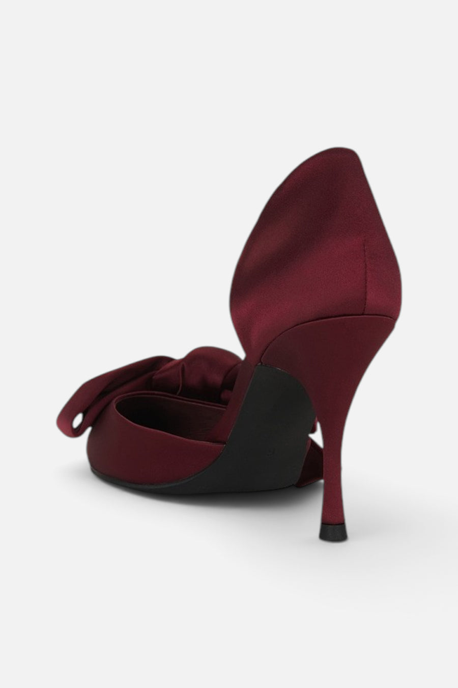 Jeffrey Campbell Women's Tiff Satin Bow Pump in Wine – back view
