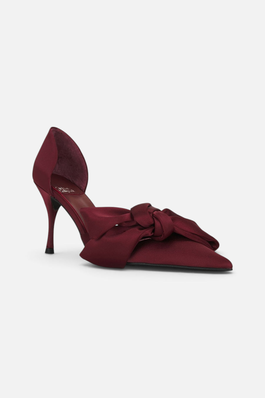 Jeffrey Campbell Women's Tiff Satin Bow Pump in Wine – front view