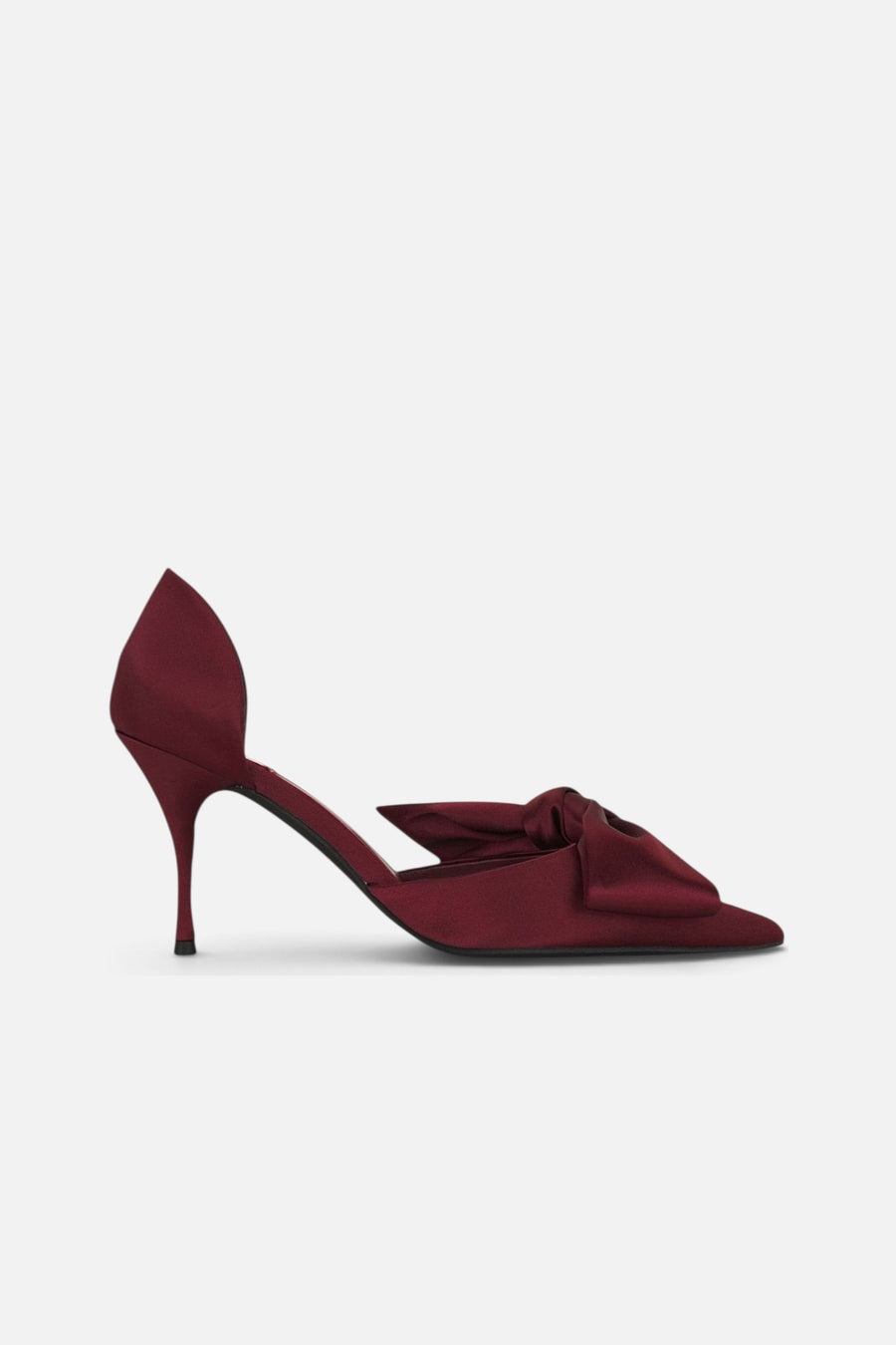 Jeffrey Campbell Women's Tiff Satin Bow Pump in Wine – side view