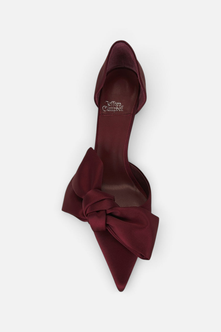 Jeffrey Campbell Women's Tiff Satin Bow Pump in Wine – top view