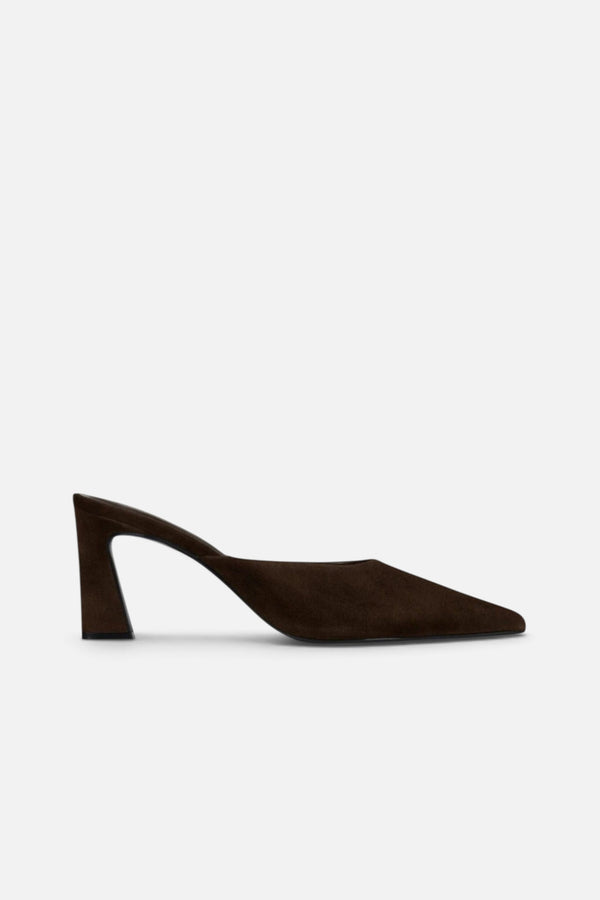 Jeffrey Campbell Women's Unamused Heeled Mule in Brown Suede