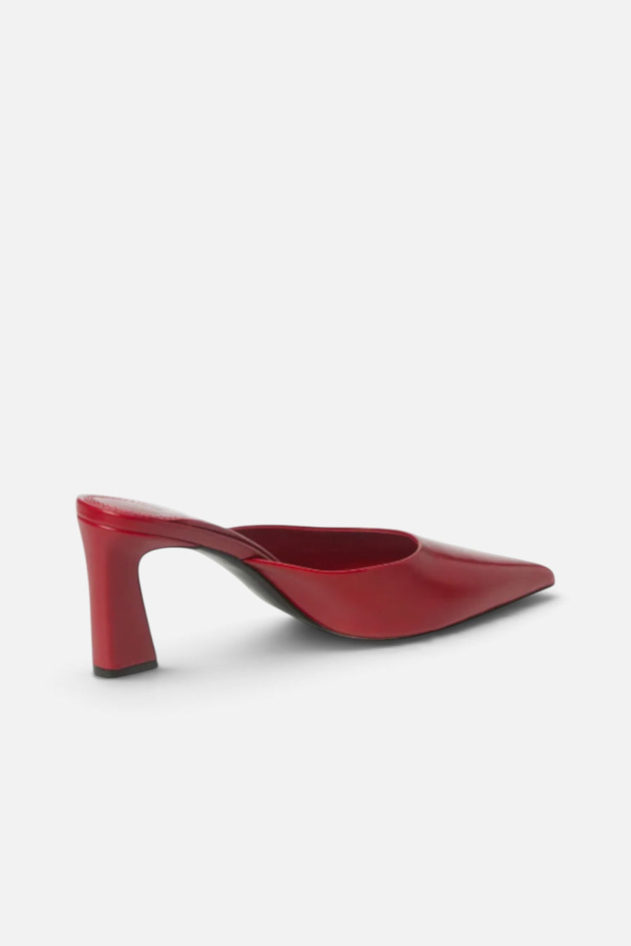Jeffrey Campbell Women's Unamused Pointed Toe Mule in Cherry Red – three-quarter view
