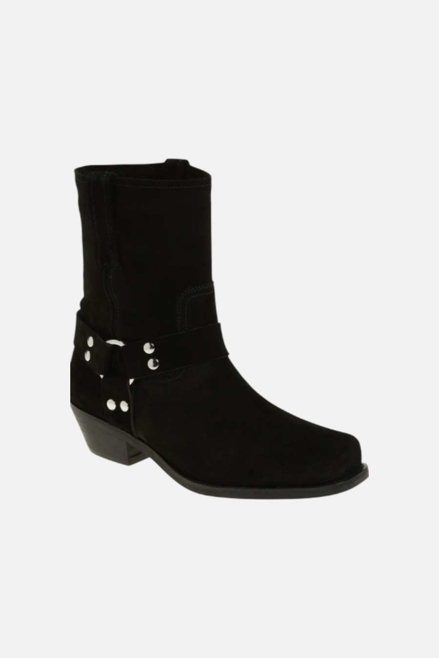 Jeffrey Campbell Women's Waylon Harness Boot in Black Suede – back view