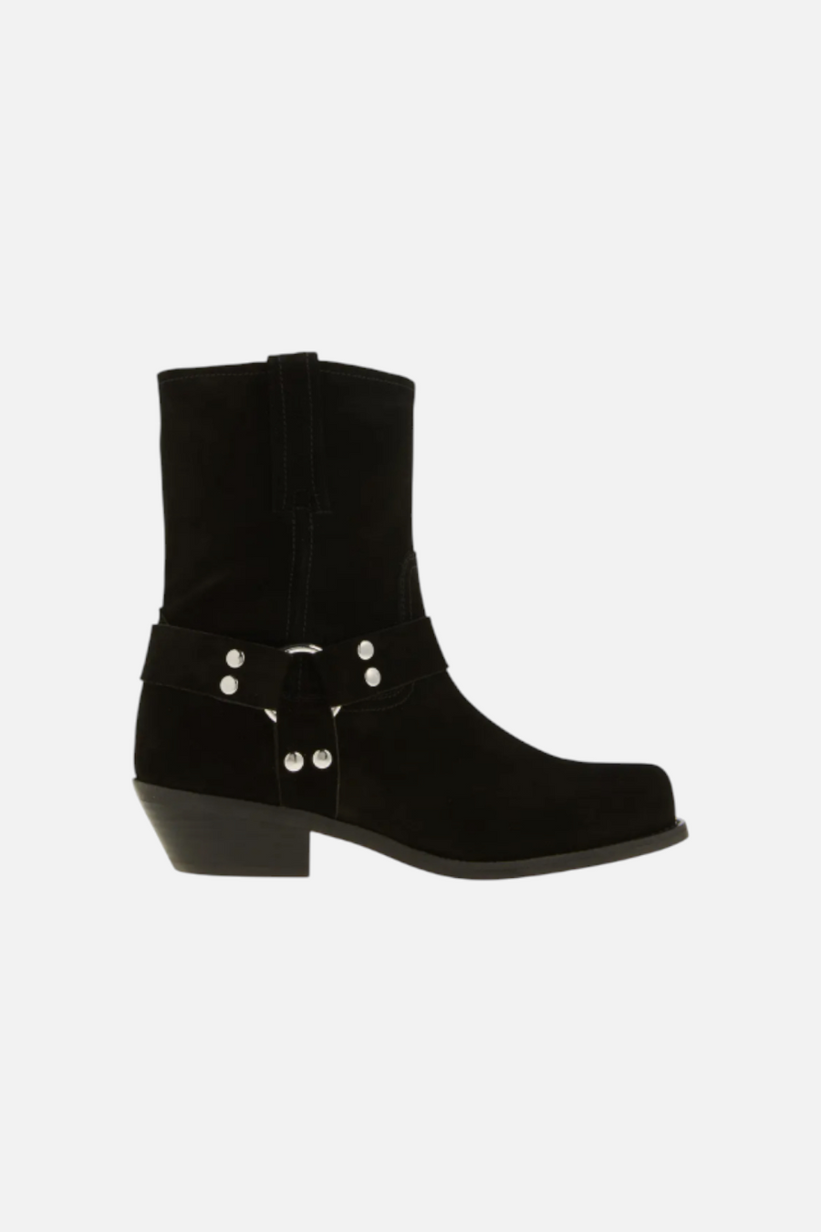 Jeffrey Campbell Women's Waylon Harness Boot in Black Suede – front view