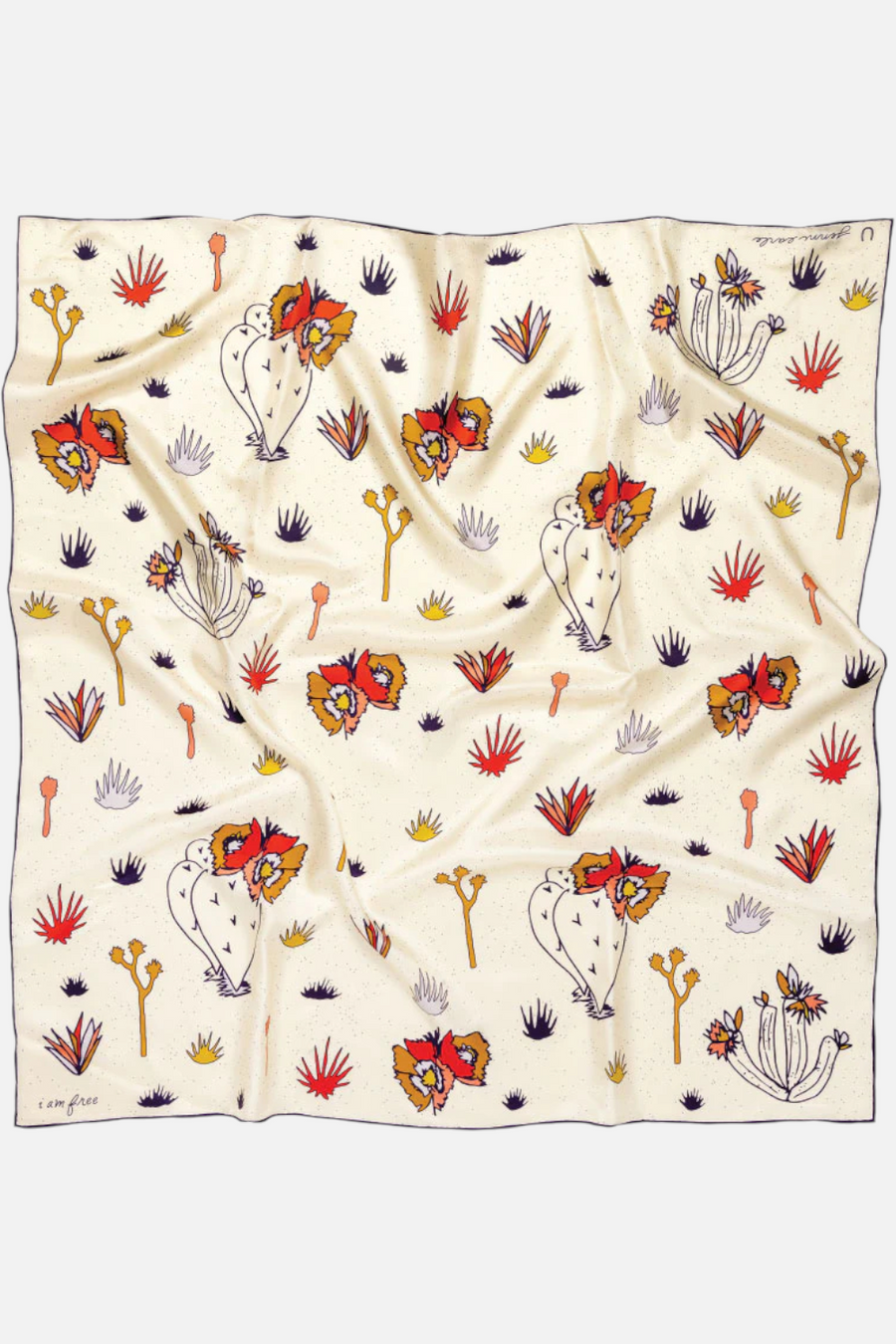 Jenni Earle I Am Free Cactus Silk Scarf in Cream – back view