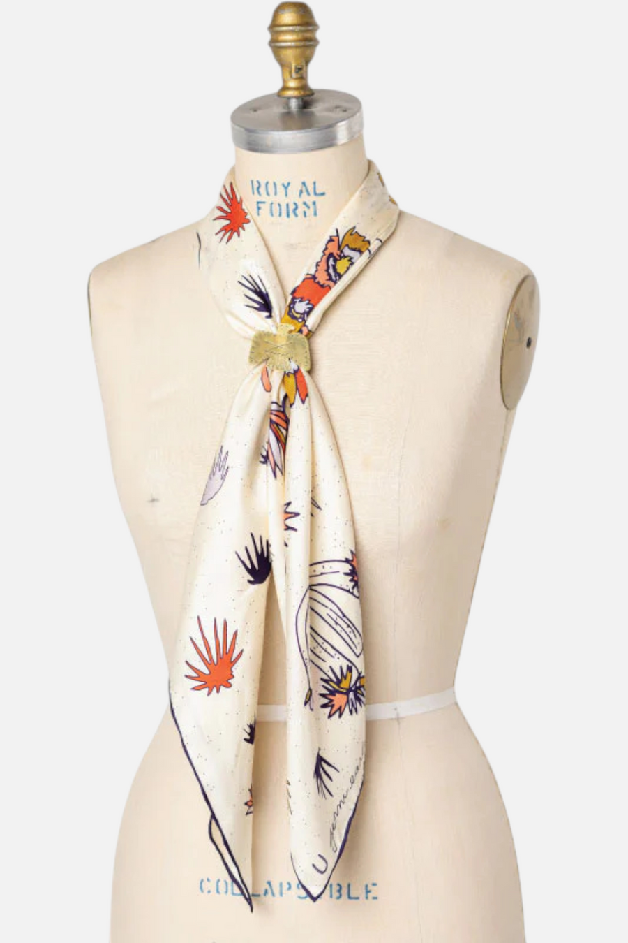 Jenni Earle I Am Free Cactus Silk Scarf in Cream – side view