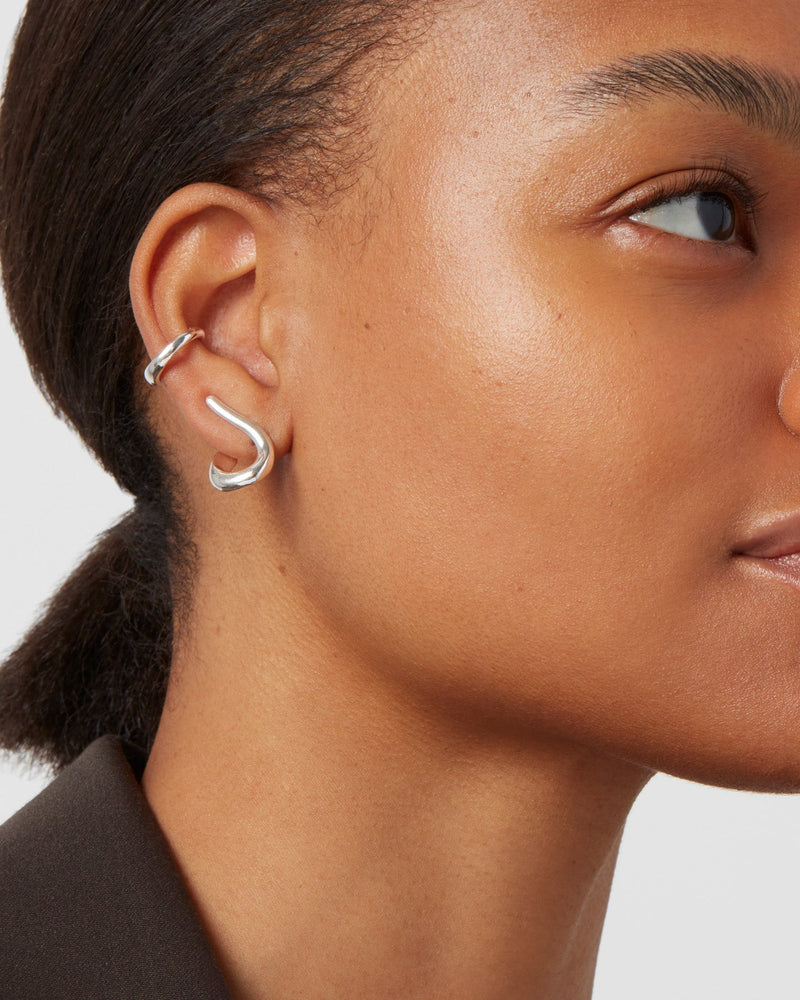 Jenny Bird Dara Ear Cuff & Climber Earring Set in Silver – back view