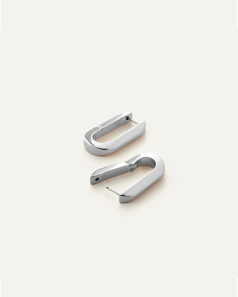 Jenny Bird U-Link Earrings in Sterling Silver – back view