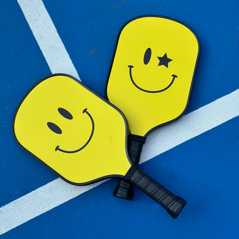 Jill & Ally Smiley Face Pickleball Paddle – detail