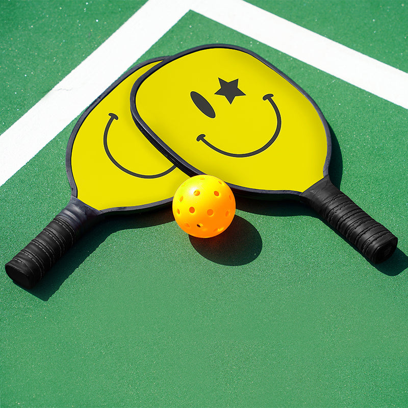 Jill & Ally Smiley Face Pickleball Paddle – side view