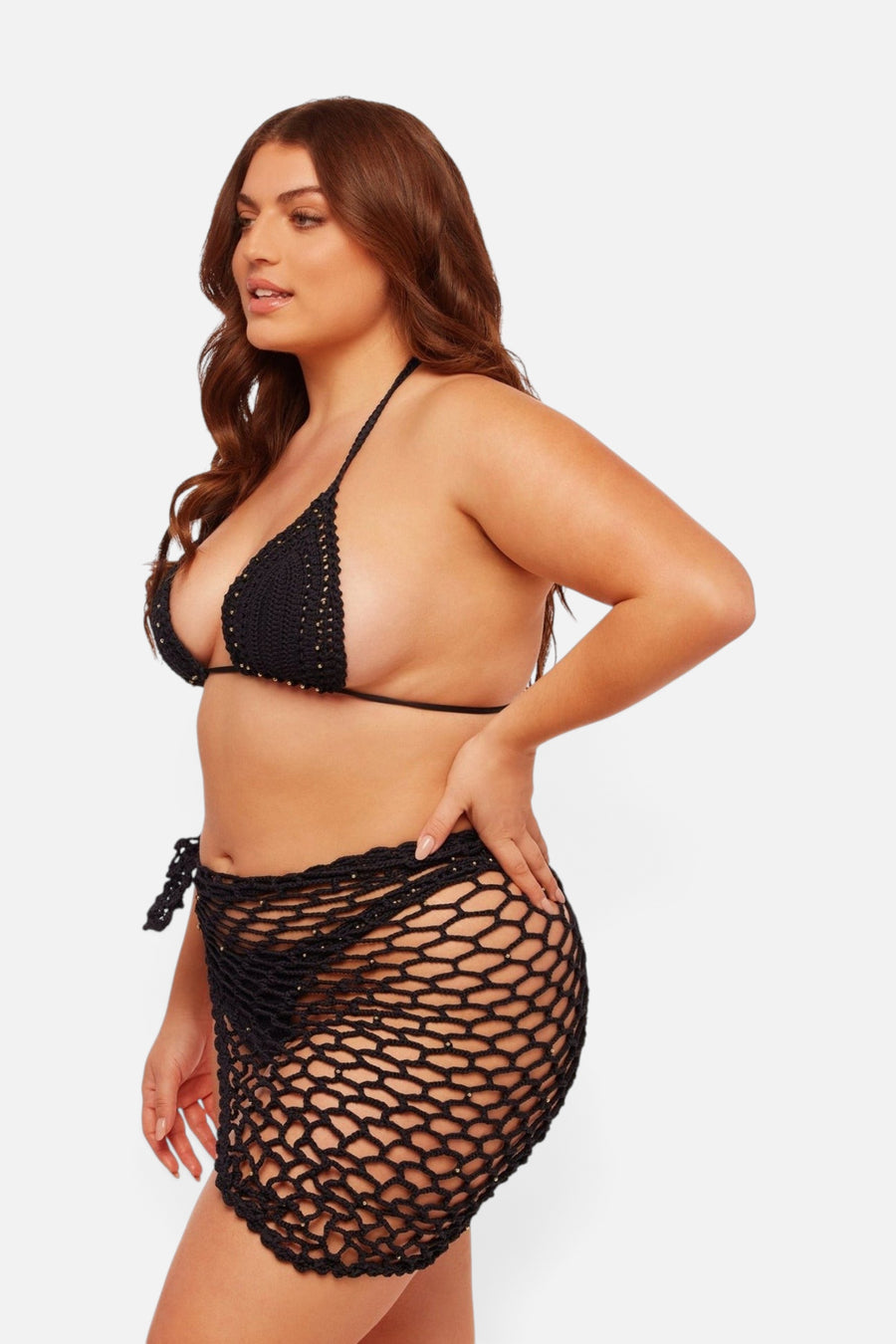 JMP The Label Cabo Triangle Top in Midnight Black – flat lay