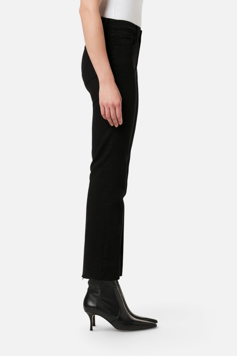 Joes Jeans Callie High Rise Cropped Bootcut Raw Hem Jean in Black – back view
