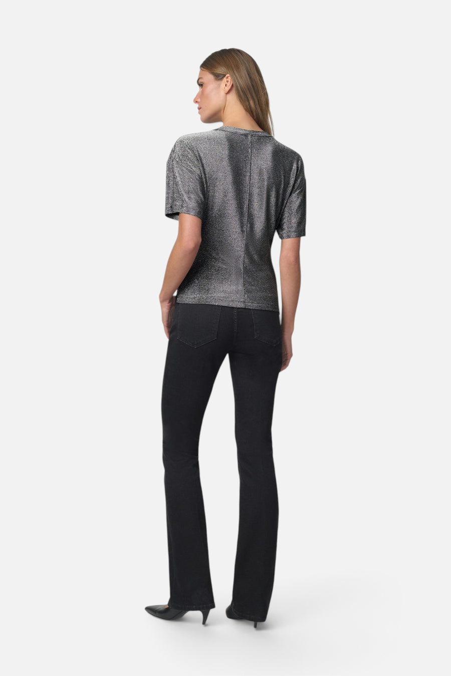 Joe's Jeans Cinch Waist Tee in Gunmetal Sparkle – back view