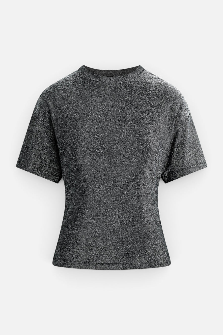 Joe's Jeans Cinch Waist Tee in Gunmetal Sparkle – flat lay