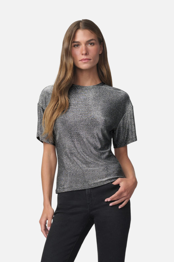 Joe's Jeans Cinch Waist Tee in Gunmetal Sparkle