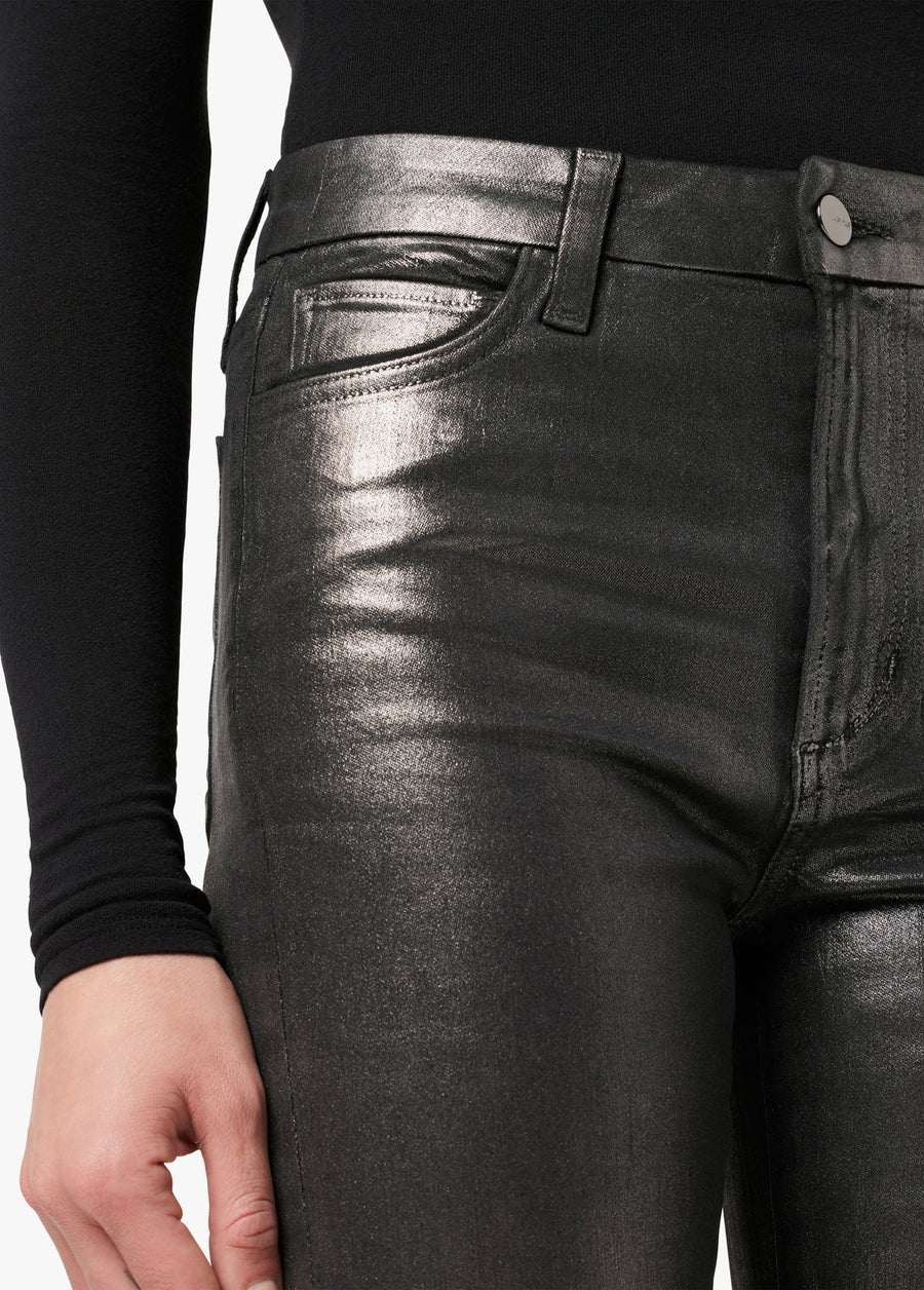 Joes Jeans Hi Honey High Rise Curvy Boot Cut Foil Pants in Gunmetal – detail