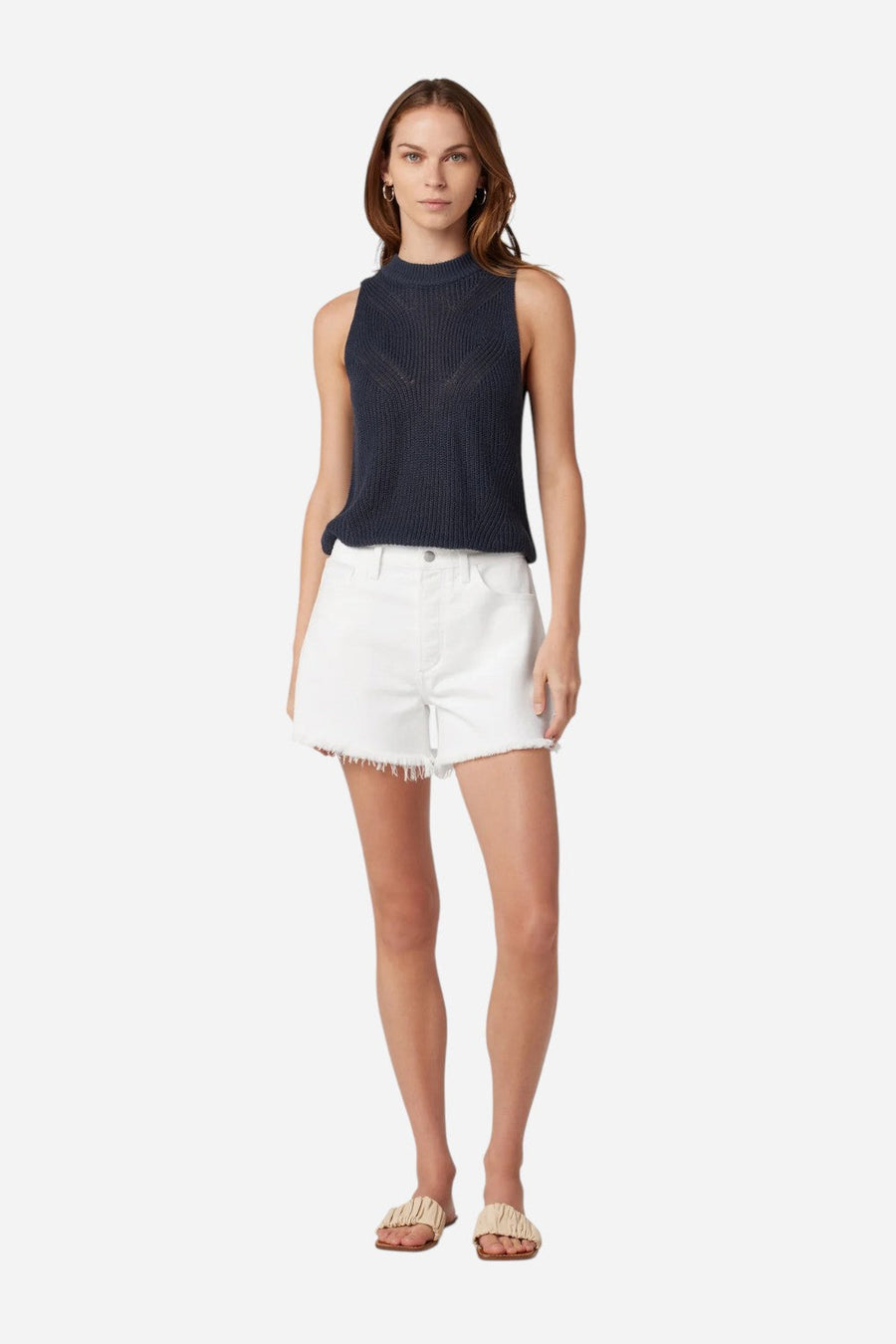 Joe's Jeans Jessie Relaxed Short with Fray Hem in White – alternate