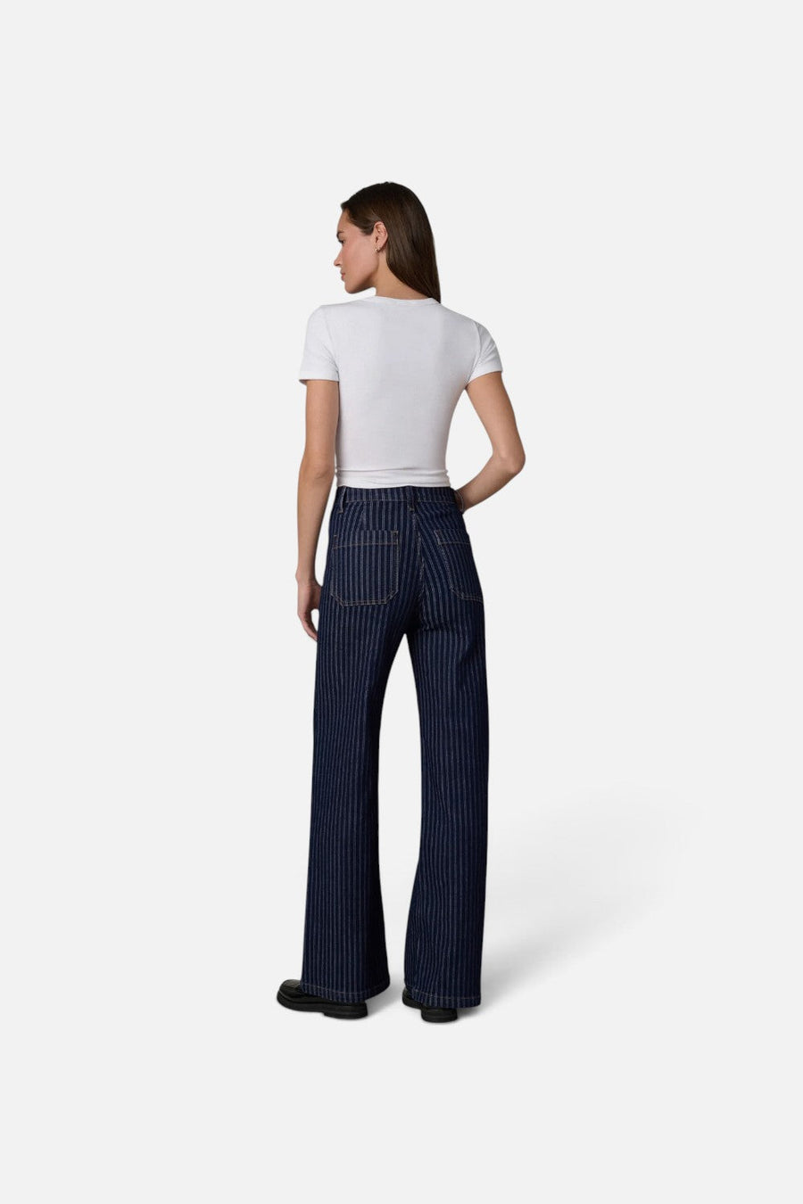 Joes Jeans Mia Patch Pocket High-Rise Wide Leg Jean in Indigo Stripe – alternate