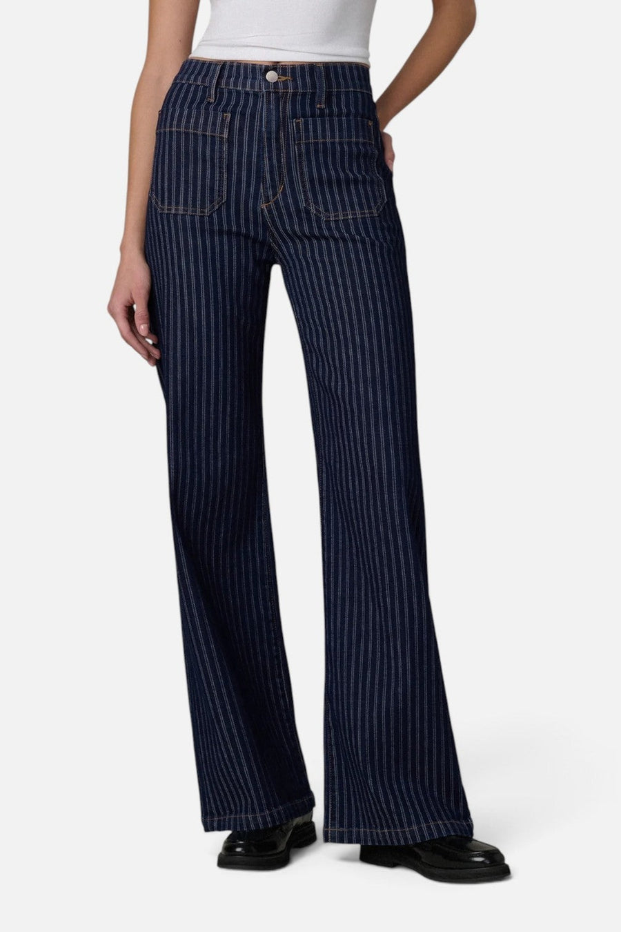 Joe's Jeans Mia Patch Pocket High-Rise Wide Leg Jean in Indigo Stripe – side view