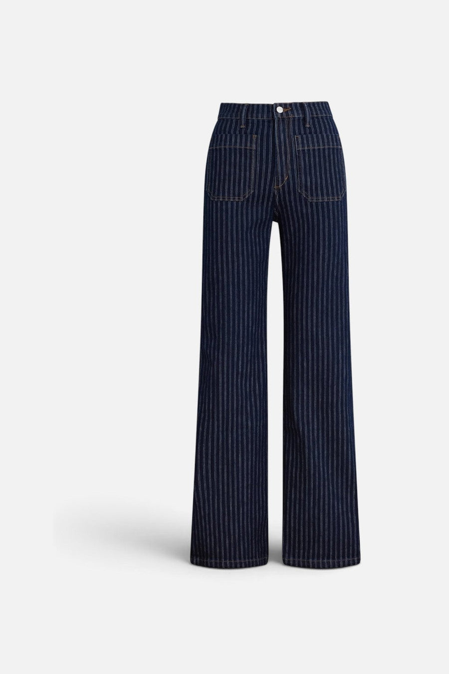 Joe's Jeans Mia Patch Pocket High-Rise Wide Leg Jean in Indigo Stripe – side view