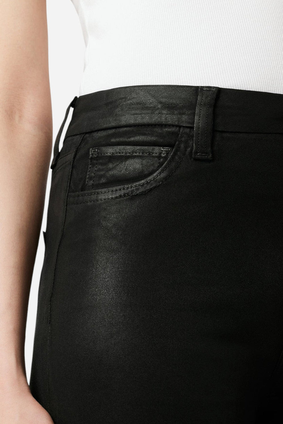 Joe's Jeans The Hi Honey Bootcut in Coated Black - 32" Inseam – detail