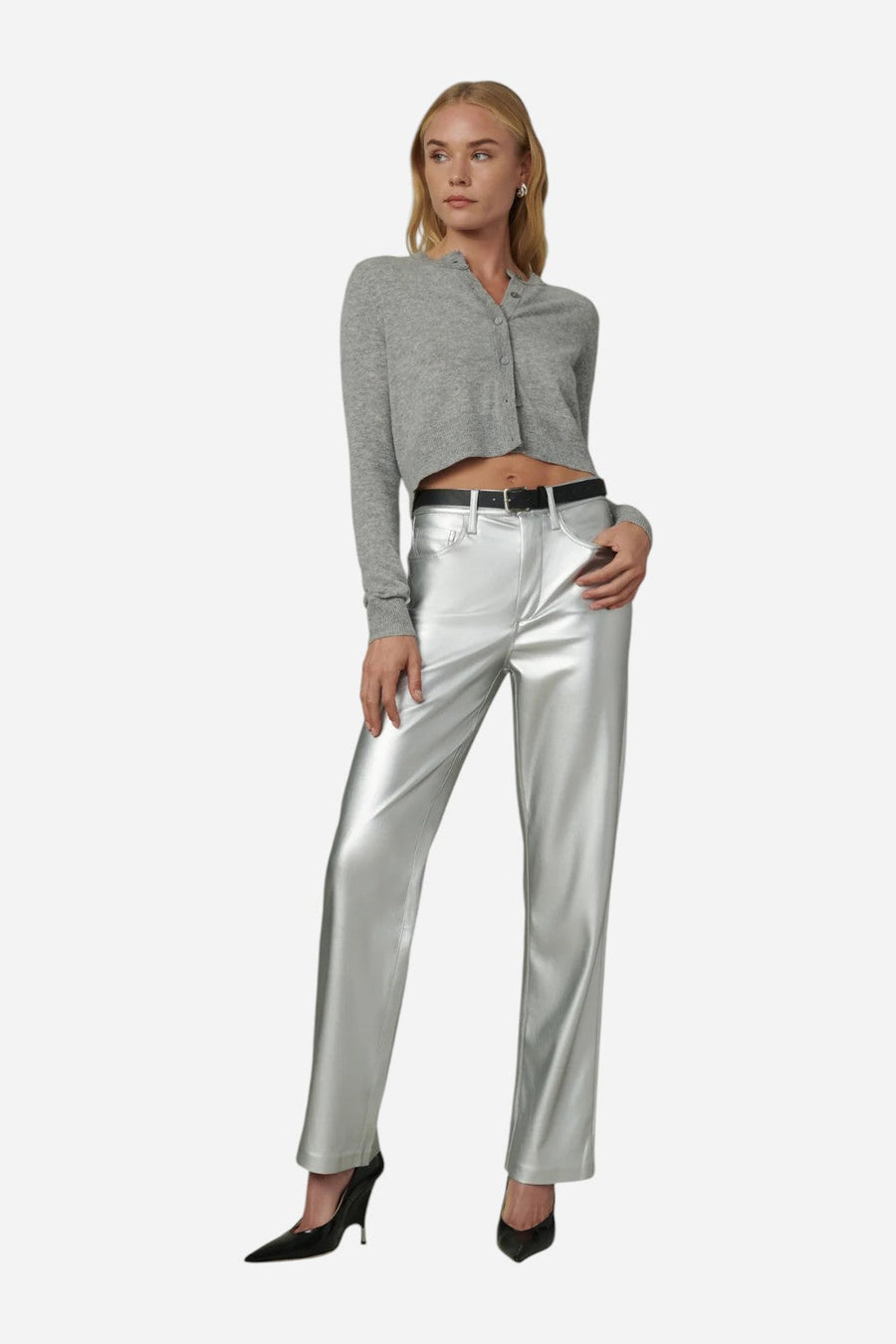 Joe's Jeans The Margot Vegan Leather in Plated Silver – alternate