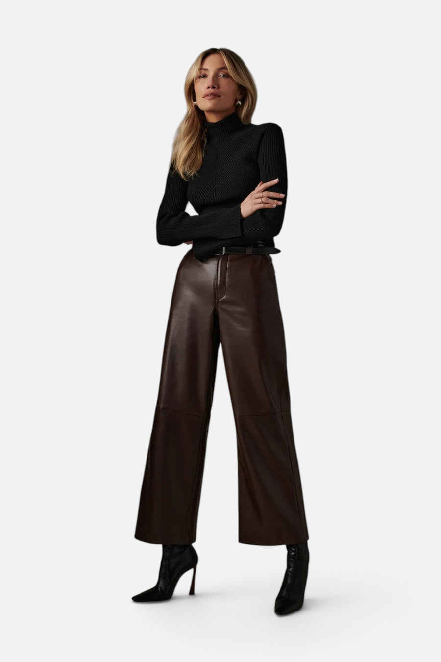 Joe's Jeans The Mia Vegan Leather Trouser in Coffee Bean – alternate