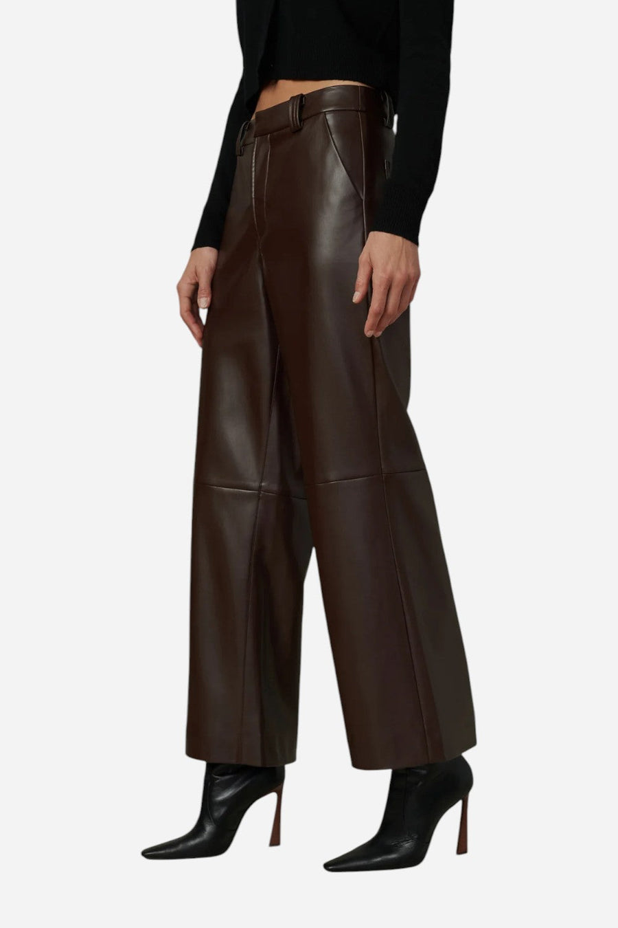 Joe's Jeans The Mia Vegan Leather Trouser in Coffee Bean – back view