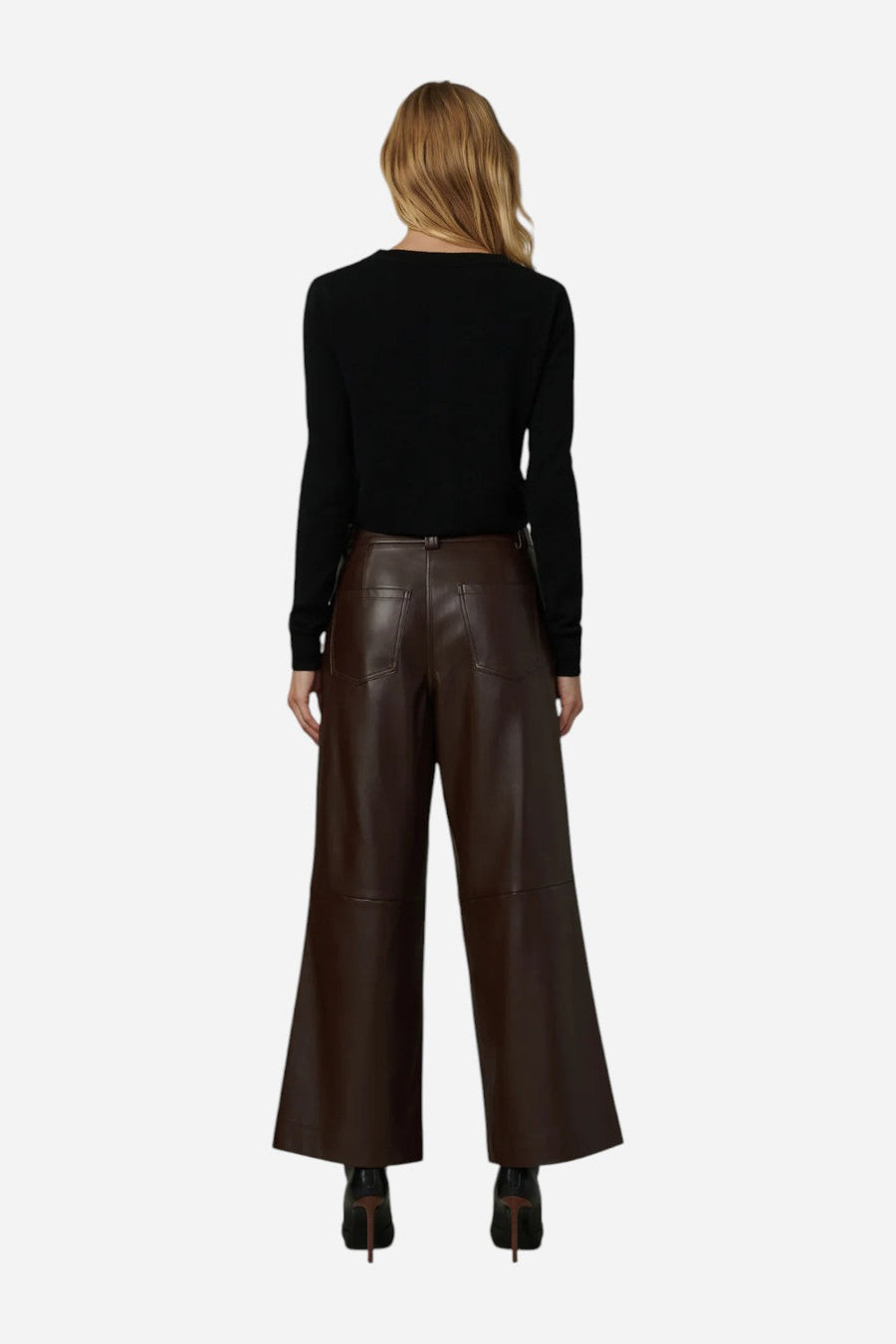 Joe's Jeans The Mia Vegan Leather Trouser in Coffee Bean – detail