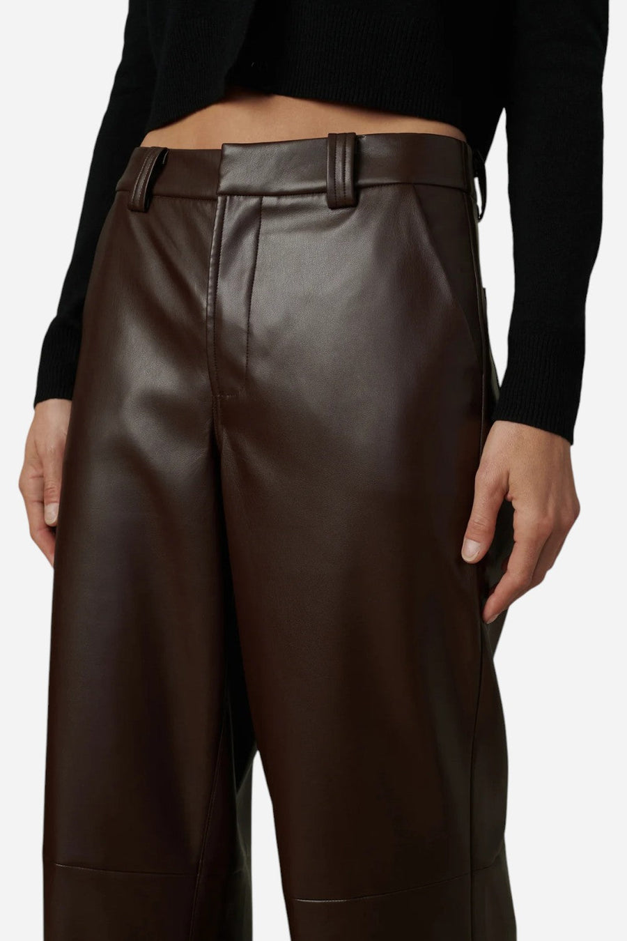Joe's Jeans The Mia Vegan Leather Trouser in Coffee Bean – flat lay