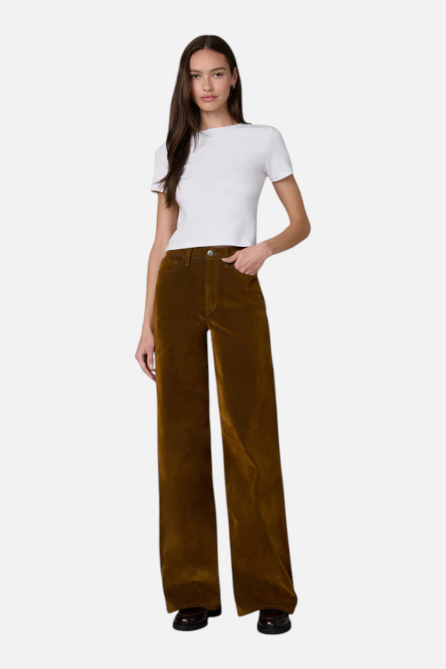 Joes Jeans The Mia Wide Leg Jean in Bronze Brown – front view