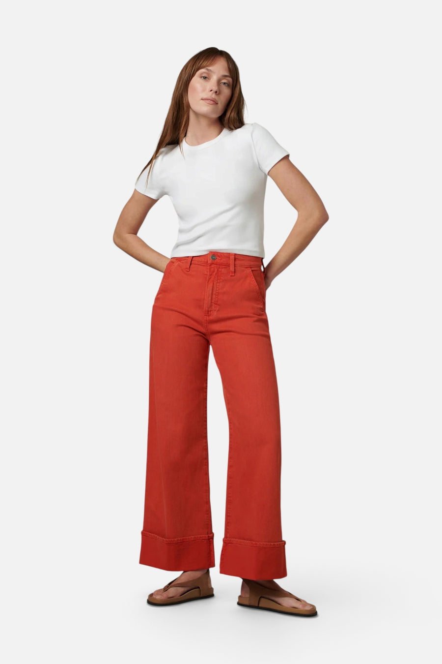 Joes Jeans The Trixie Wide Leg Trouser in Valiant Poppy – detail