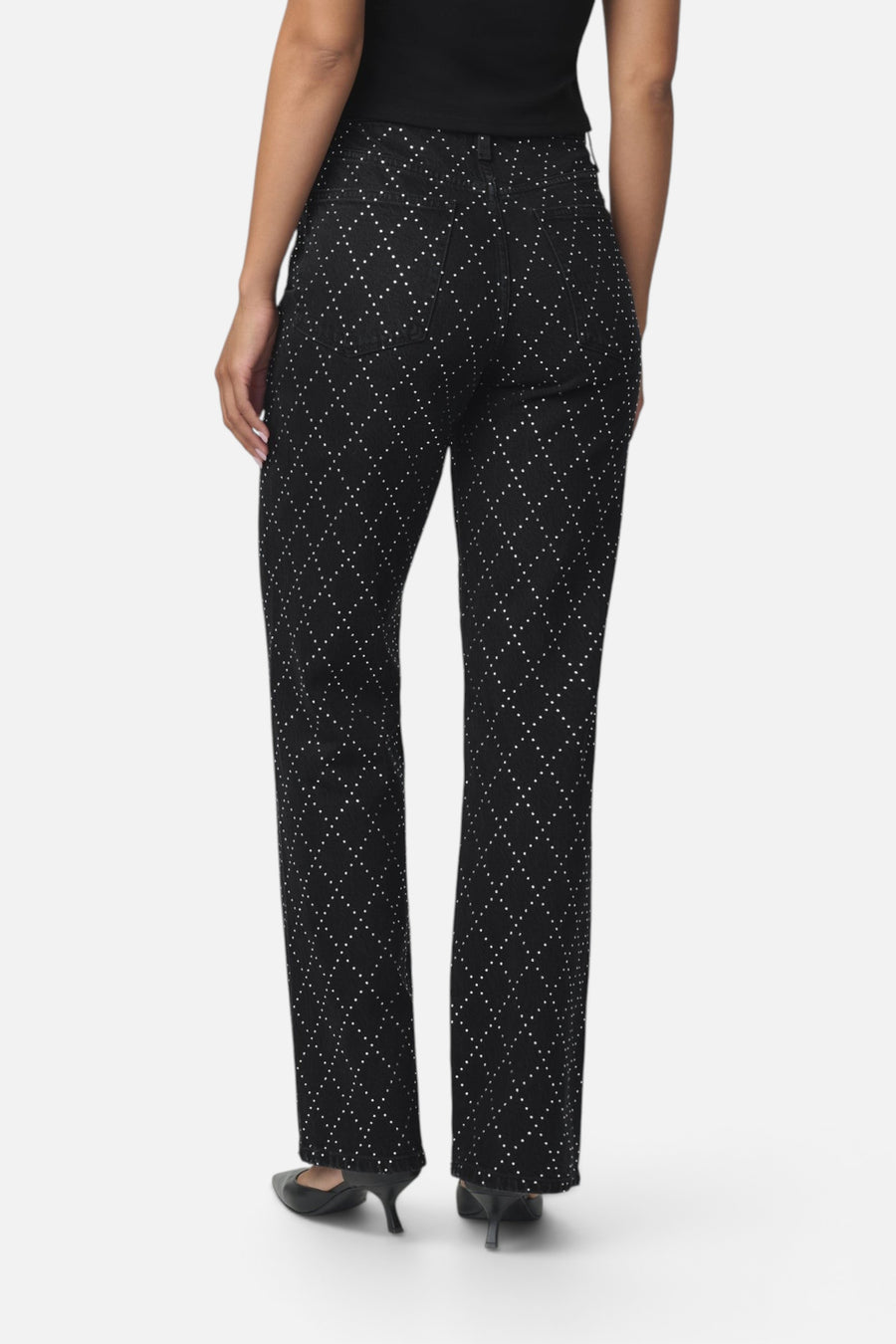 Joe's Jeans Women's Margot Embellished High Rise Straight Jeans in Diamond Night – back view
