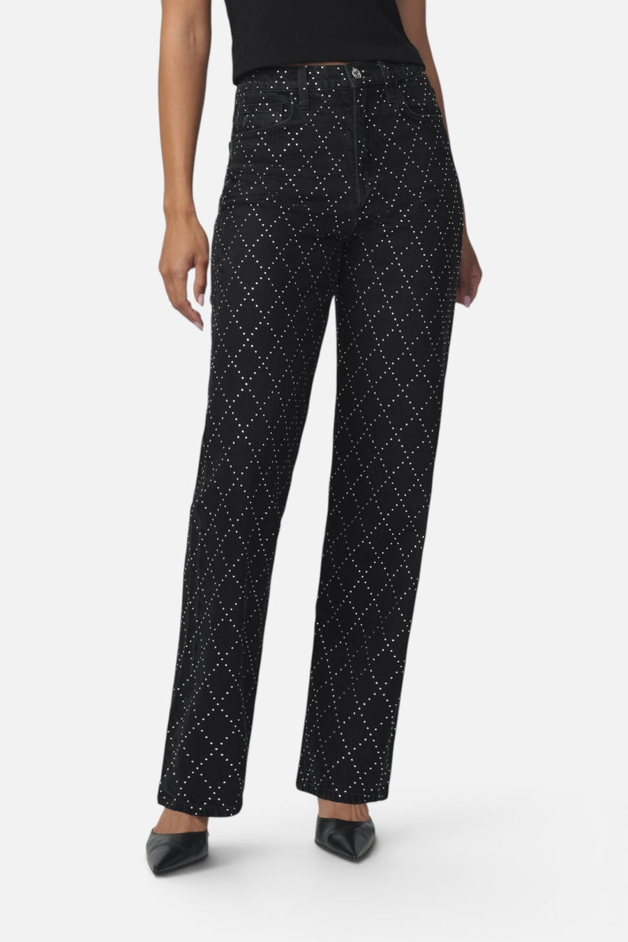 Joe's Jeans Women's Margot Embellished High Rise Straight Jeans in Diamond Night – front view