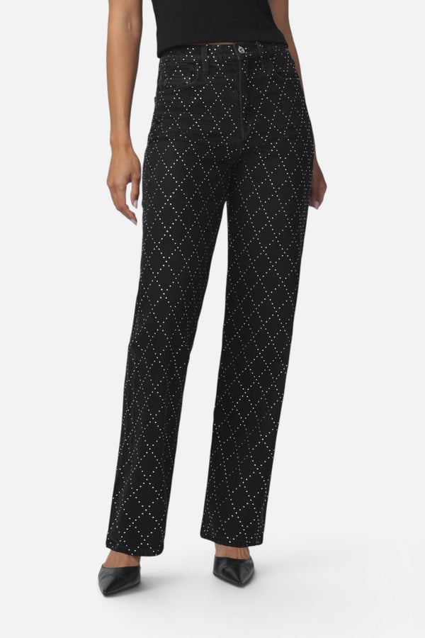 Joe's Jeans Women's Margot Embellished High Rise Straight Jeans in Diamond Night