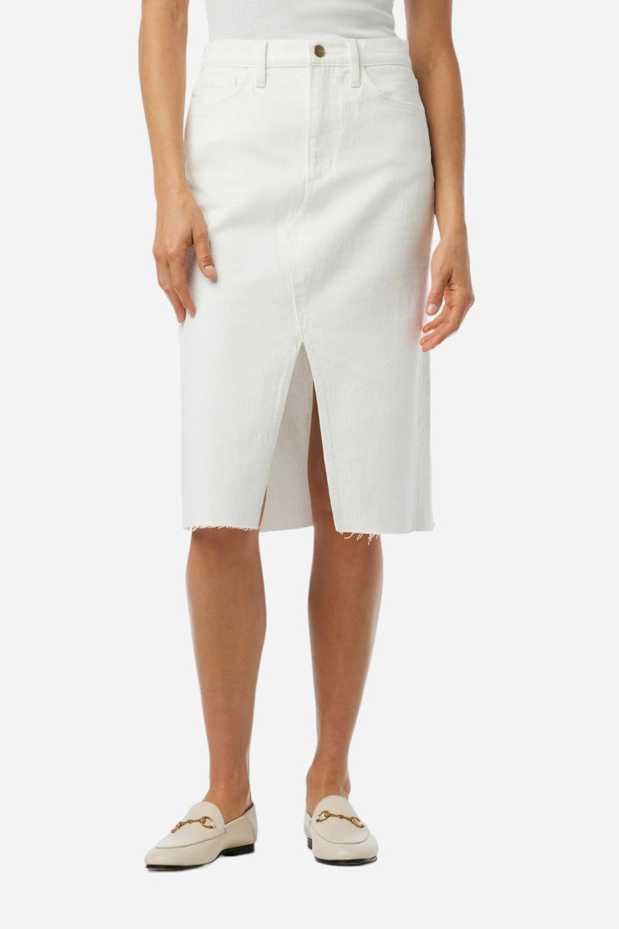 Joe's Joplin Skirt Raw Hem Optic White – front view