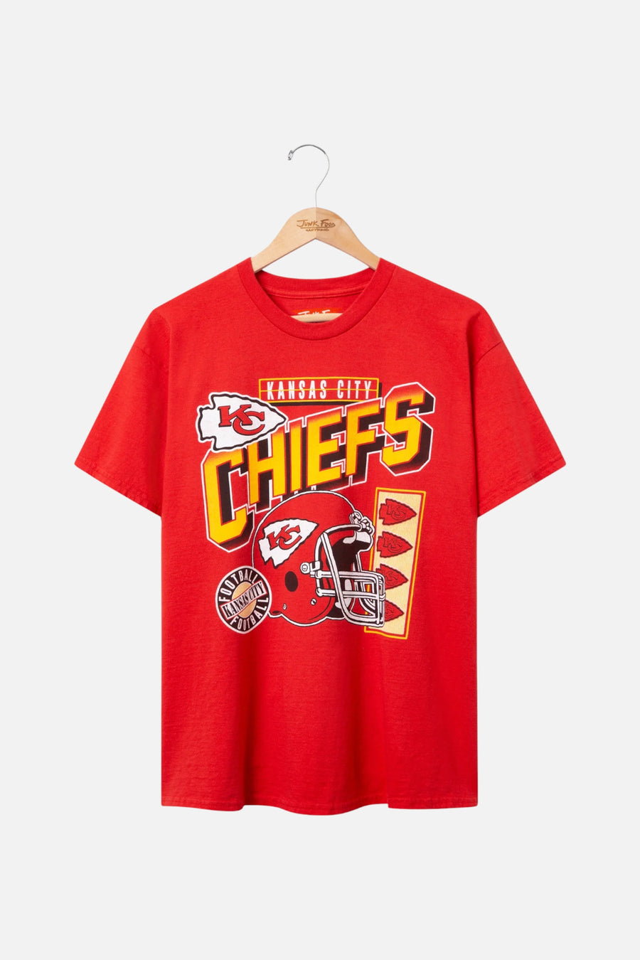 Junk Food Chiefs Checkdown Tee in Red – front view