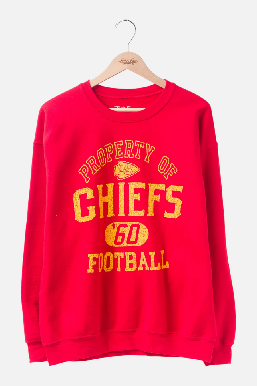 Junk Food Chiefs Property Crewneck in Red – front view