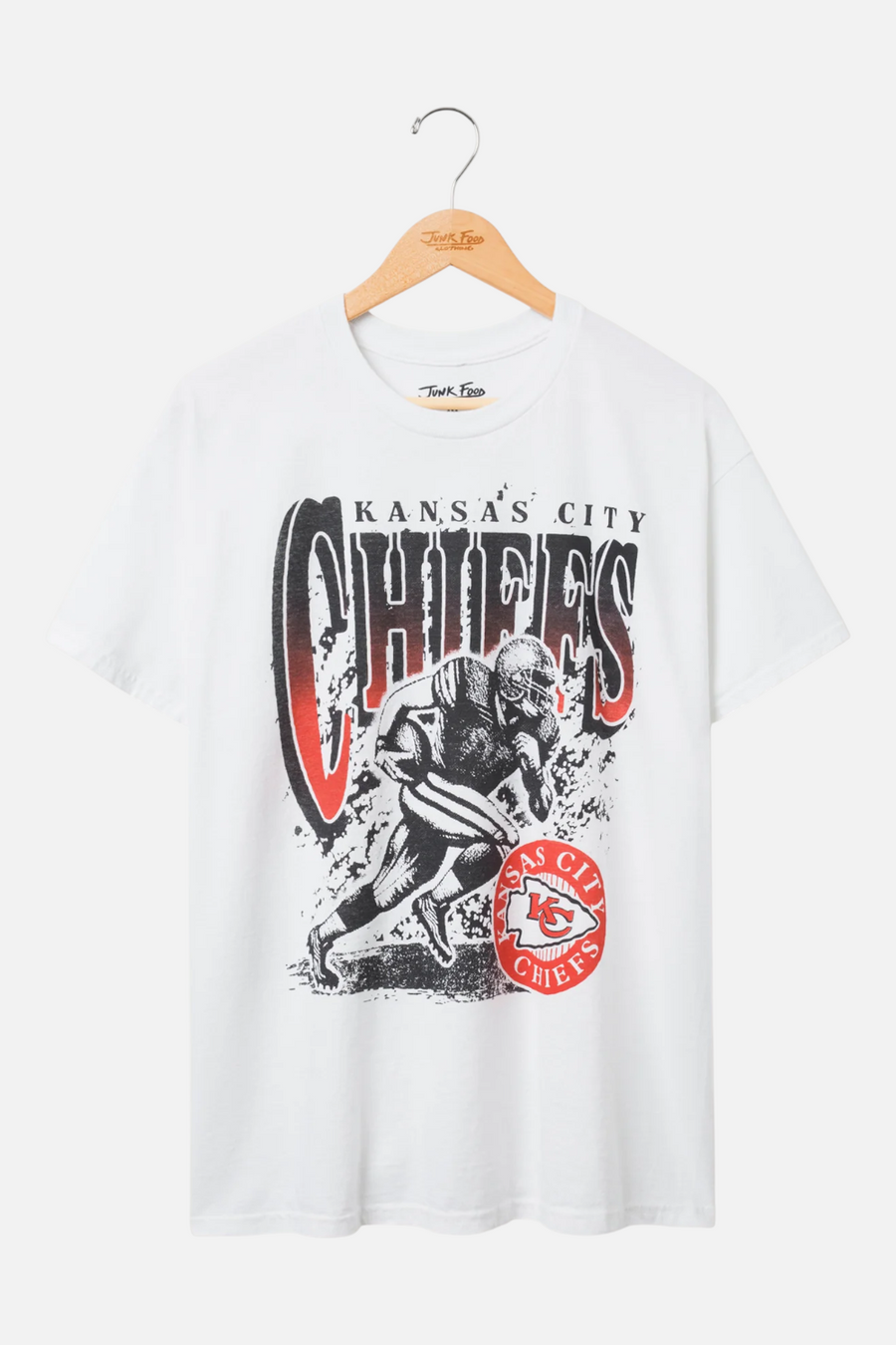 Junk Food Chiefs Rushing Tee in White – front view