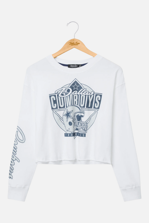 Junk Food Cowboys Helmet Crop Long Sleeve in Vintage White
