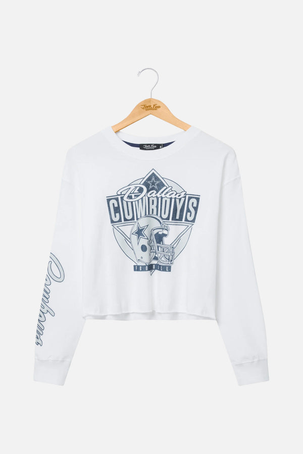 Junk Food Cowboys Helmet Crop Long Sleeve in Vintage White