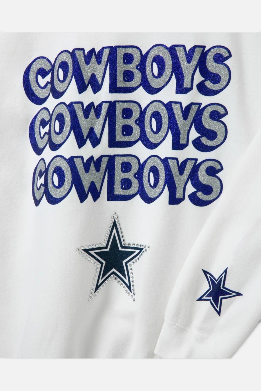 Junk Food Dallas Cowboys Repeat Bling Crew Fleece in White – side view