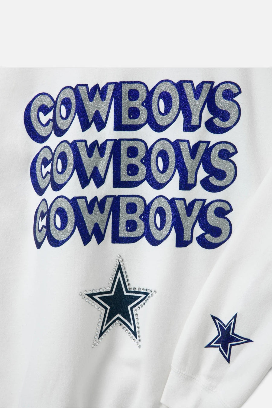 Junk Food Dallas Cowboys Repeat Bling Crew Fleece in White – side view