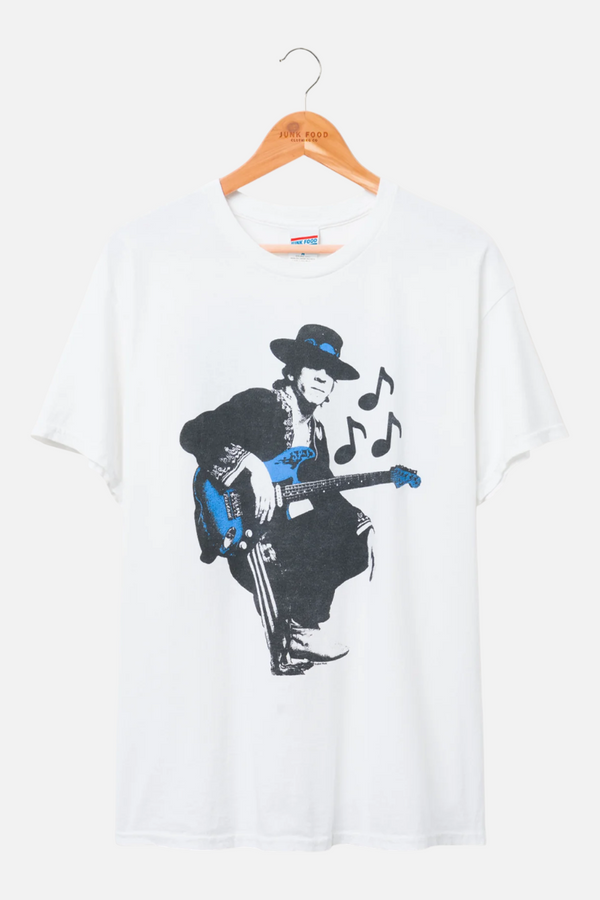 Junk Food Stevie Ray Vaughan Guitar Flee Market Tee in White