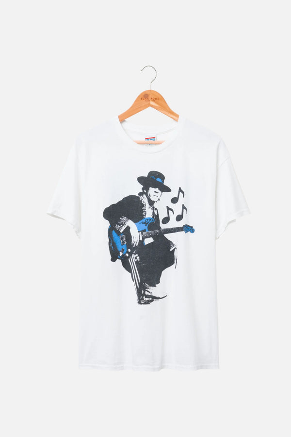 Junk Food Stevie Ray Vaughan Guitar Flee Market Tee in White