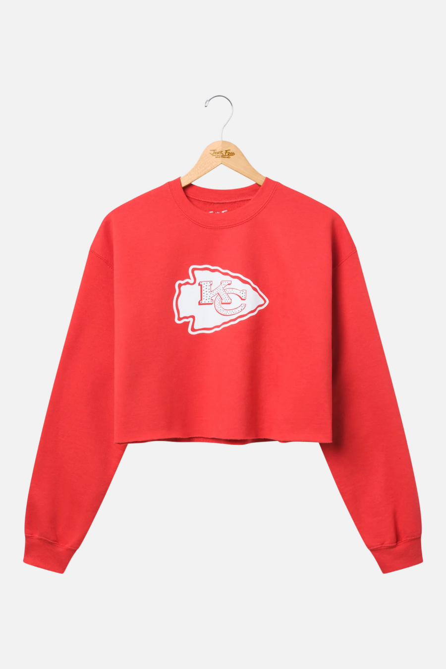 Junk Food Women's Chiefs Bling Crop Fleece in Red – front view