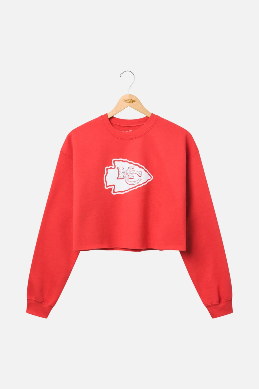 Junk Food Women's Chiefs Bling Crop Fleece in Red – side view