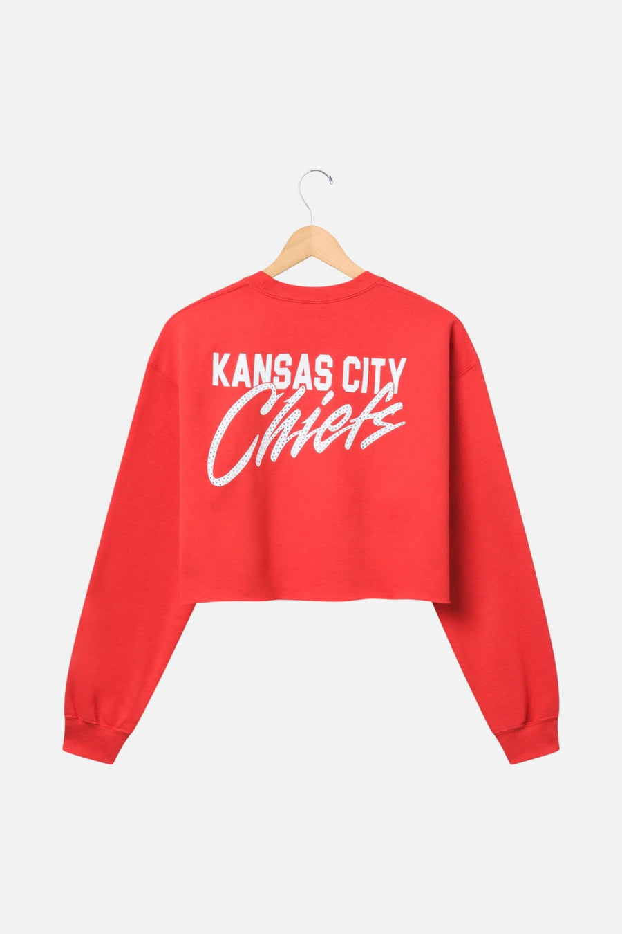 Junk Food Women's Chiefs Bling Crop Fleece in Red – side view