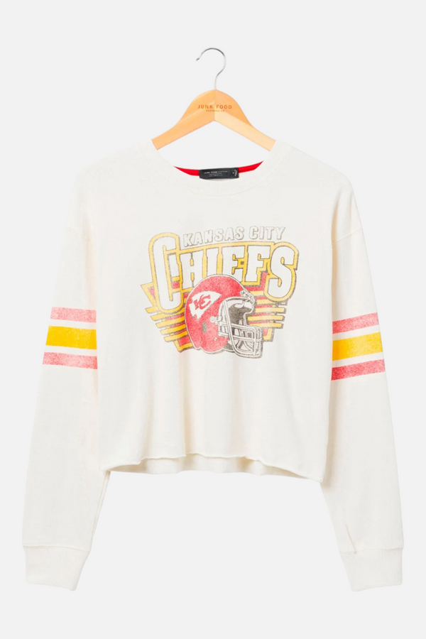 Junk Food Women's Chiefs Kickoff Crop Crew in White