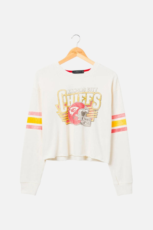 Junk Food Women's Chiefs Kickoff Crop Crew in White